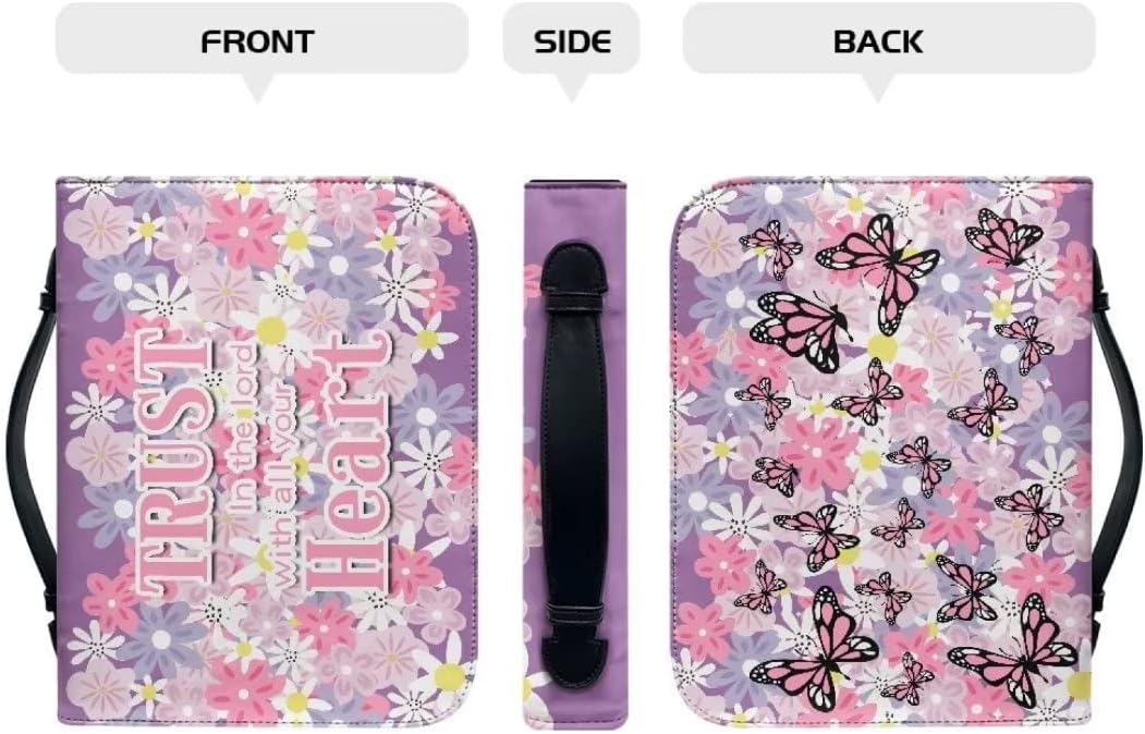 Funda para Biblia clásica morada, tamaño grande, funda de cuero para libros, bolsa de iglesia, bolsa de Biblia, funda protectora para la Biblia con