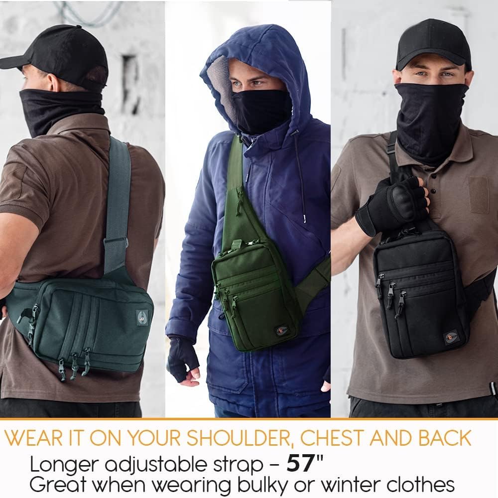 TECEUM Bolso bandolera táctico compacto  CCW para todos los días  Más de 10 estilos  Bolso cruzado de hombro para transporte oculto de pistola