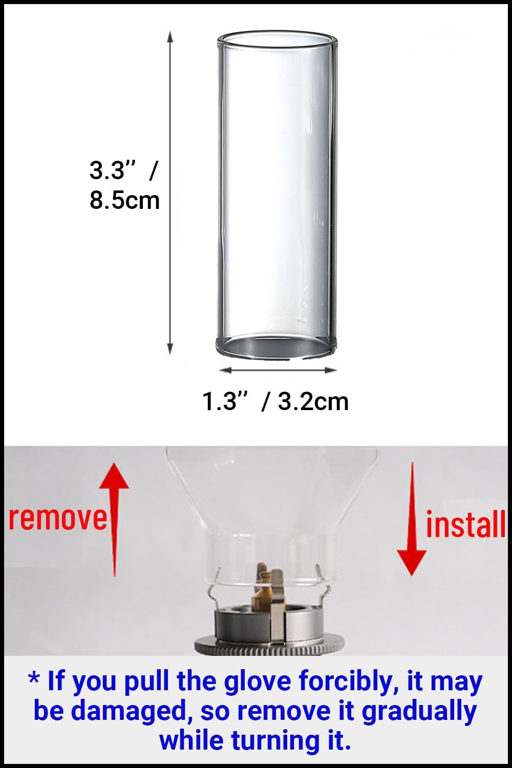 CAMPINGMOON 1 14 pulgadas Camping Gas Latern Globe Hoya lámpara de repuesto Globo de cristal transparente 3 38 pulgadas de altura T-1-DT