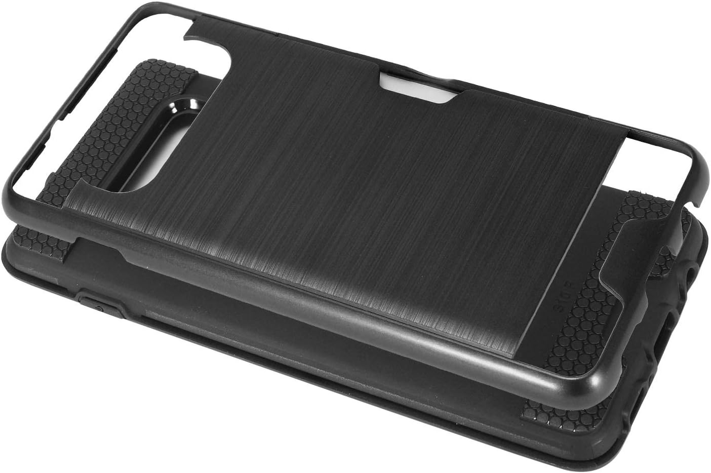 Eaglecell – Compatible con Samsung Galaxy S10+, S10 Plus (6.4″) SM-G975 – Funda híbrida cepillada con ranura para tarjeta de crédito – CS2 Negro