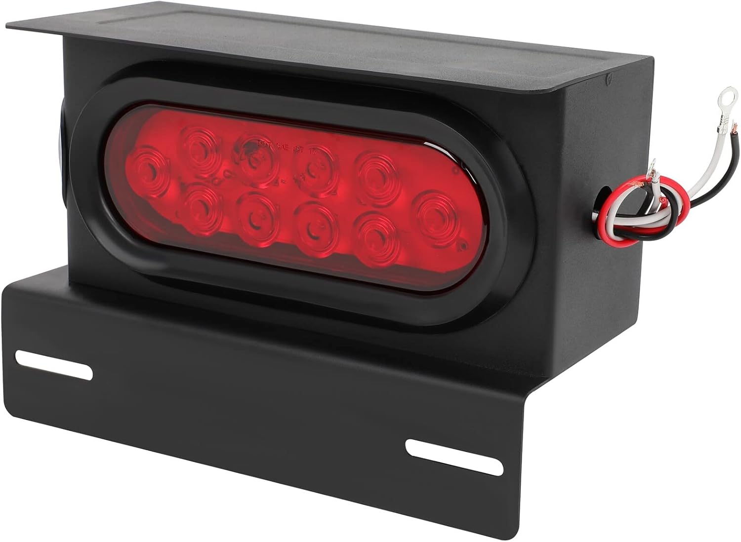 Juego de 2 cajas de luces traseras para remolque, 6 pulgadas, ovaladas, color rojo, luces LED para remolque, luz de freno y giro, luces de marcador