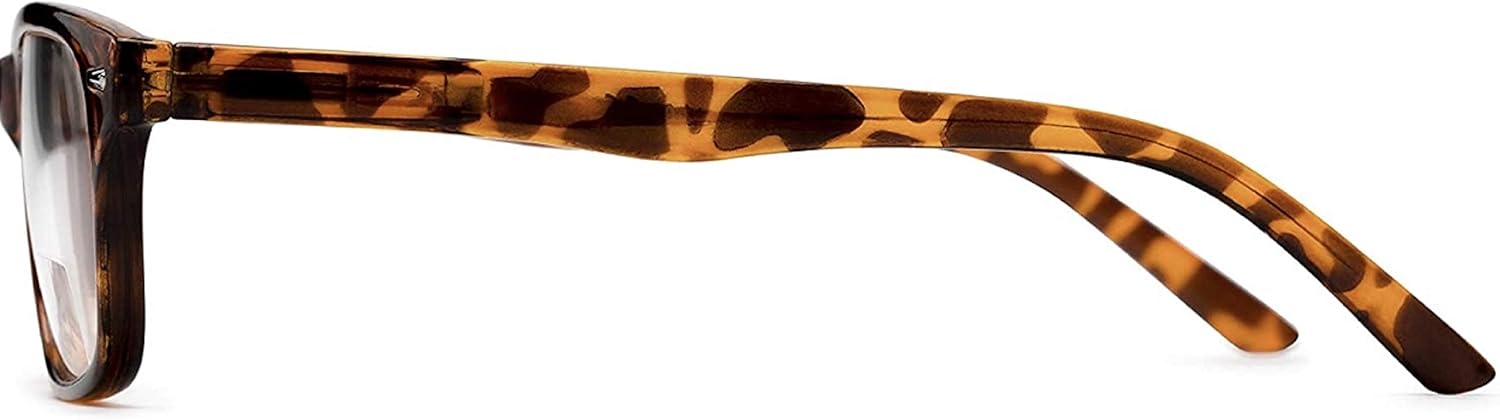 The Manhattan – Lentes de lectura bifocales para lectura, lentes de estilo rectangular para hombres y mujeres + tortuga marrón 3.50