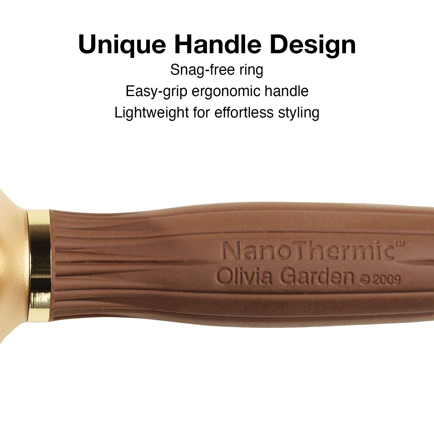 Olivia Garden Cepillo térmico NanoThermic PowerGrip con barril ondulado patentado especial para mayor tensión y agarre, barril recubierto de