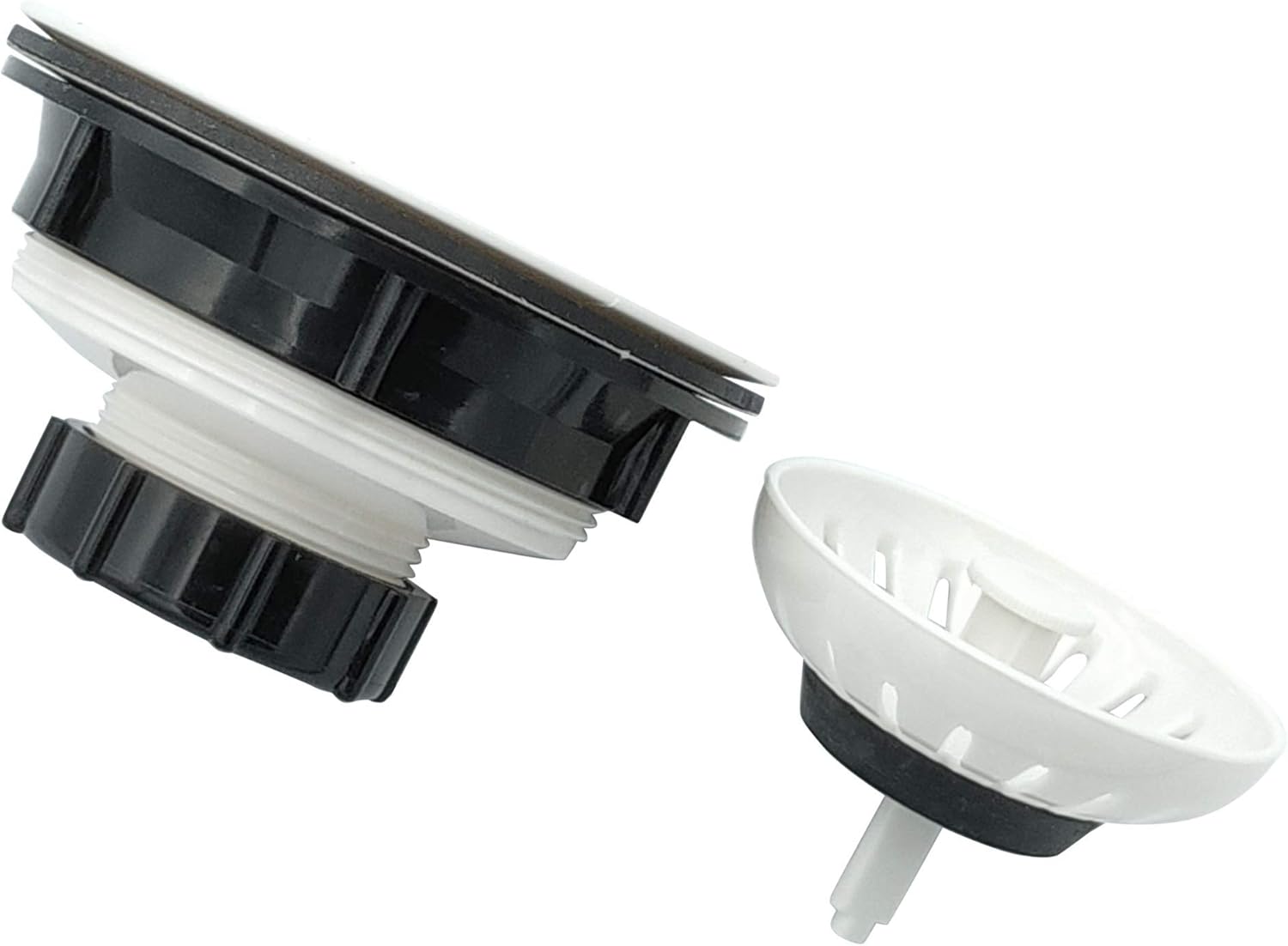 Colador de cesta de 4 pulgadas de plástico ABS para fregadero de cocina con montaje de colador extraíble y tapón de goma, ajuste universal, 3-12,