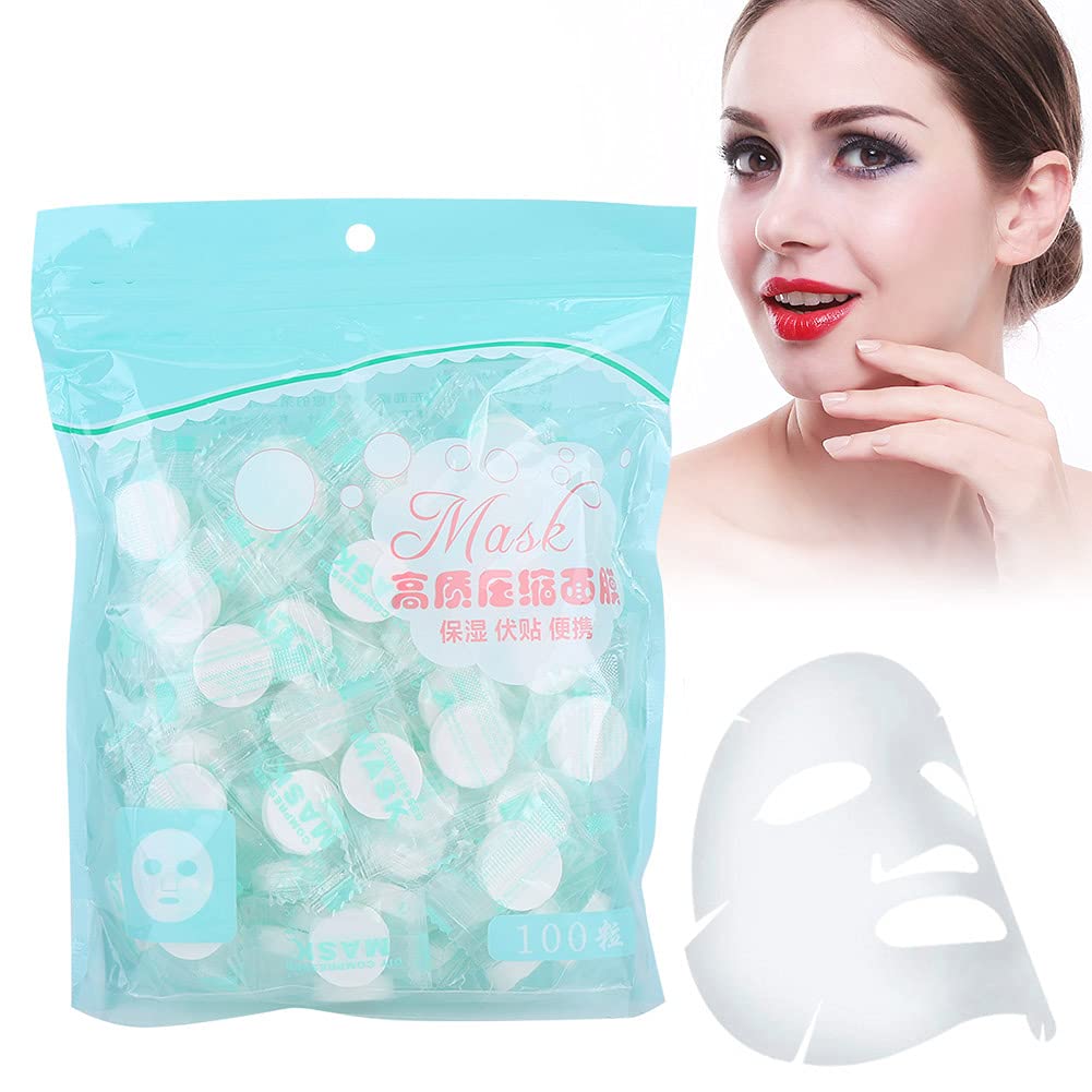 Máscara facial desechable de algodón comprimido, 100 unidades, para el cuidado de la piel, para mujeres, niñas, cuidado de belleza
