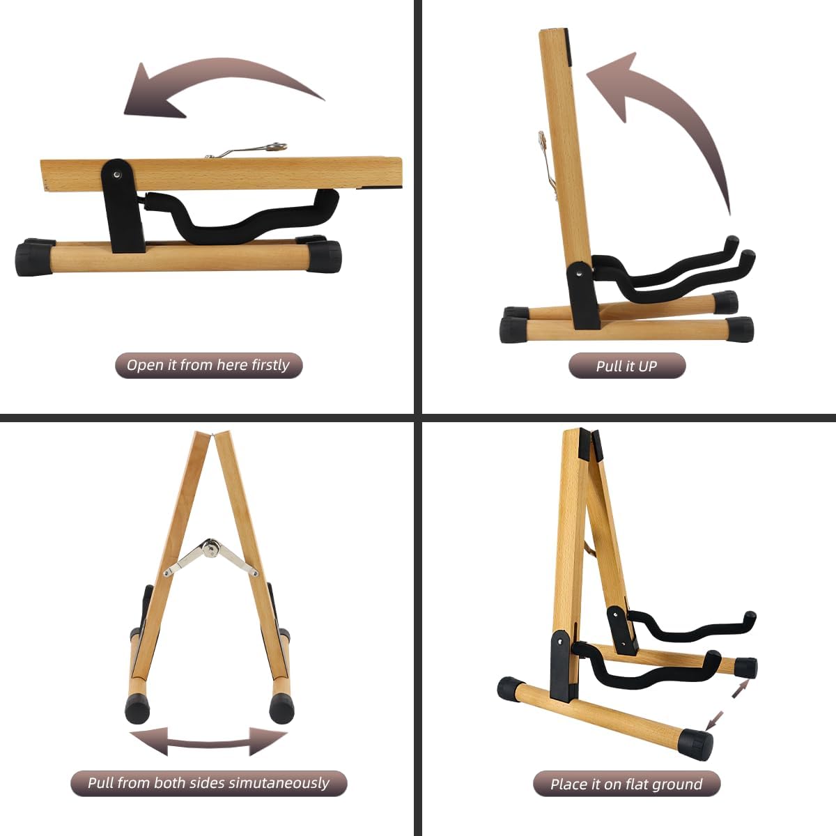 Soporte de guitarra plegable portátil de madera para guitarra acústica clásica eléctrica bajo banjo ukelele