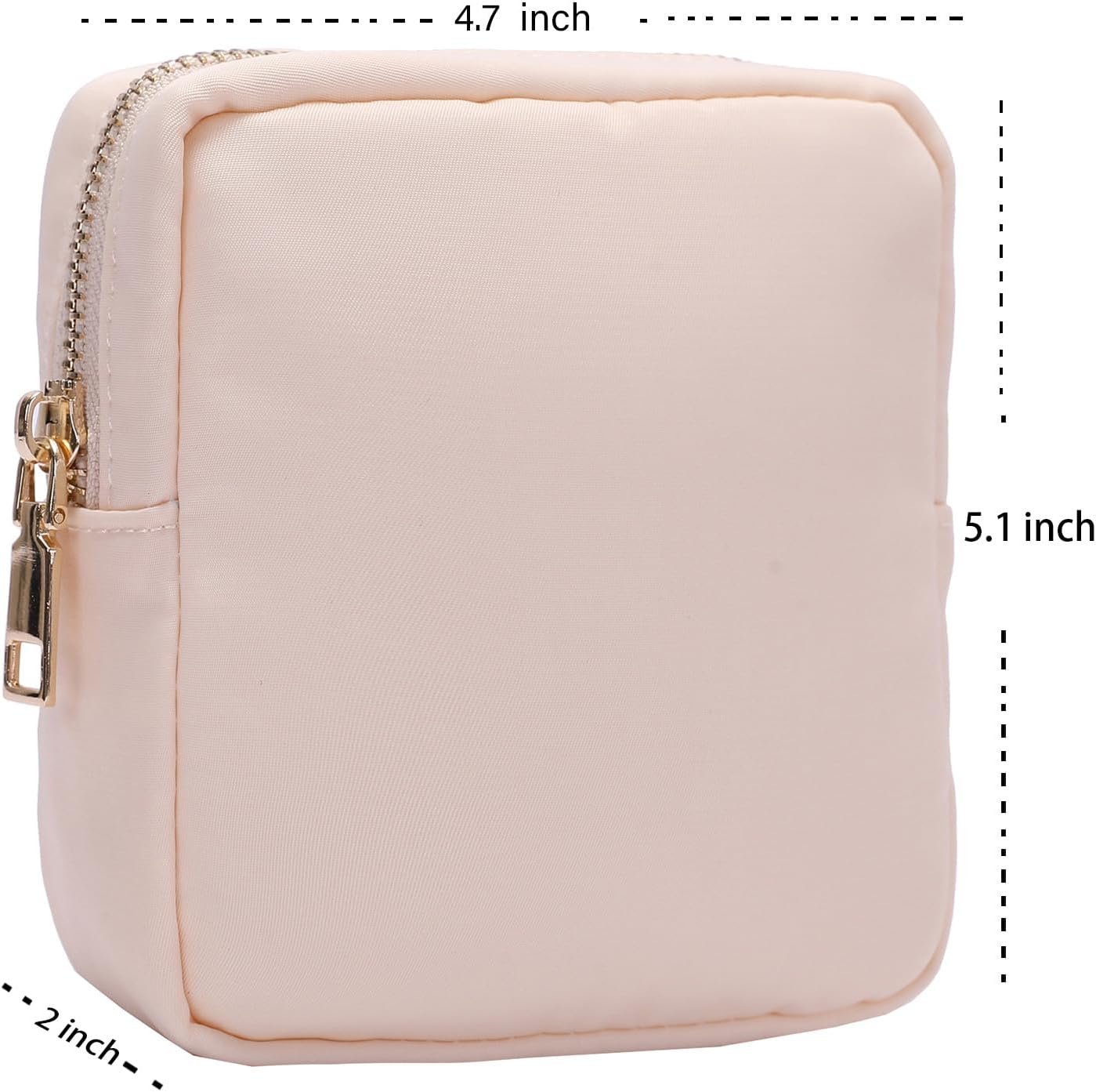 Preppy Patch – Bolsas de maquillaje con letras con purpurina, bolsa de cosméticos de viaje, bolsa de nailon impermeable para mujeres y niñas, Beige,
