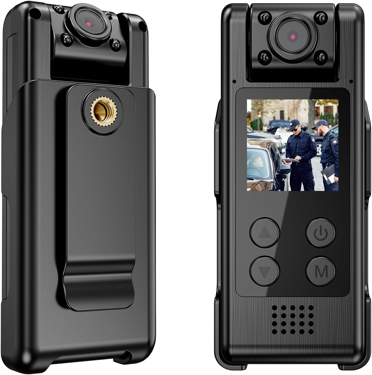 Cámara corporal WiFi 4K incorporada de grabación de audio de video de 64G, cámara desgastada por el cuerpo de policía con lente giratoria de 180,