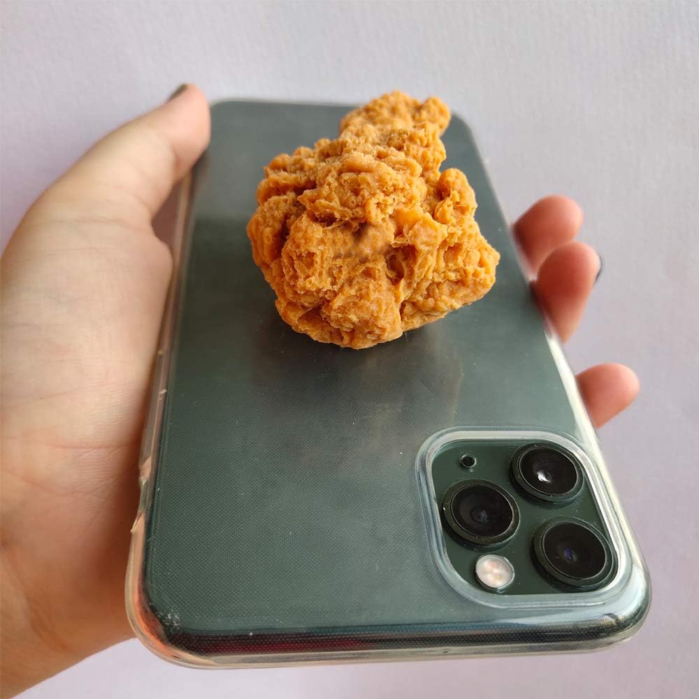 Laugwey Funda protectora para iPhone, bonita y divertida funda protectora de TPU suave transparente con forma de pata de pollo frito 3D súper real y