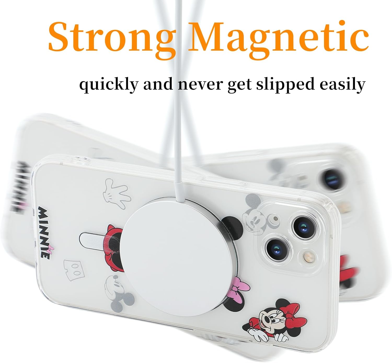 FILOYA Funda magnética para iPhone 15 Pro No Pro, bonita funda de teléfono de Minnie compatible con Magsafe, delgada y delgada a prueba de golpes