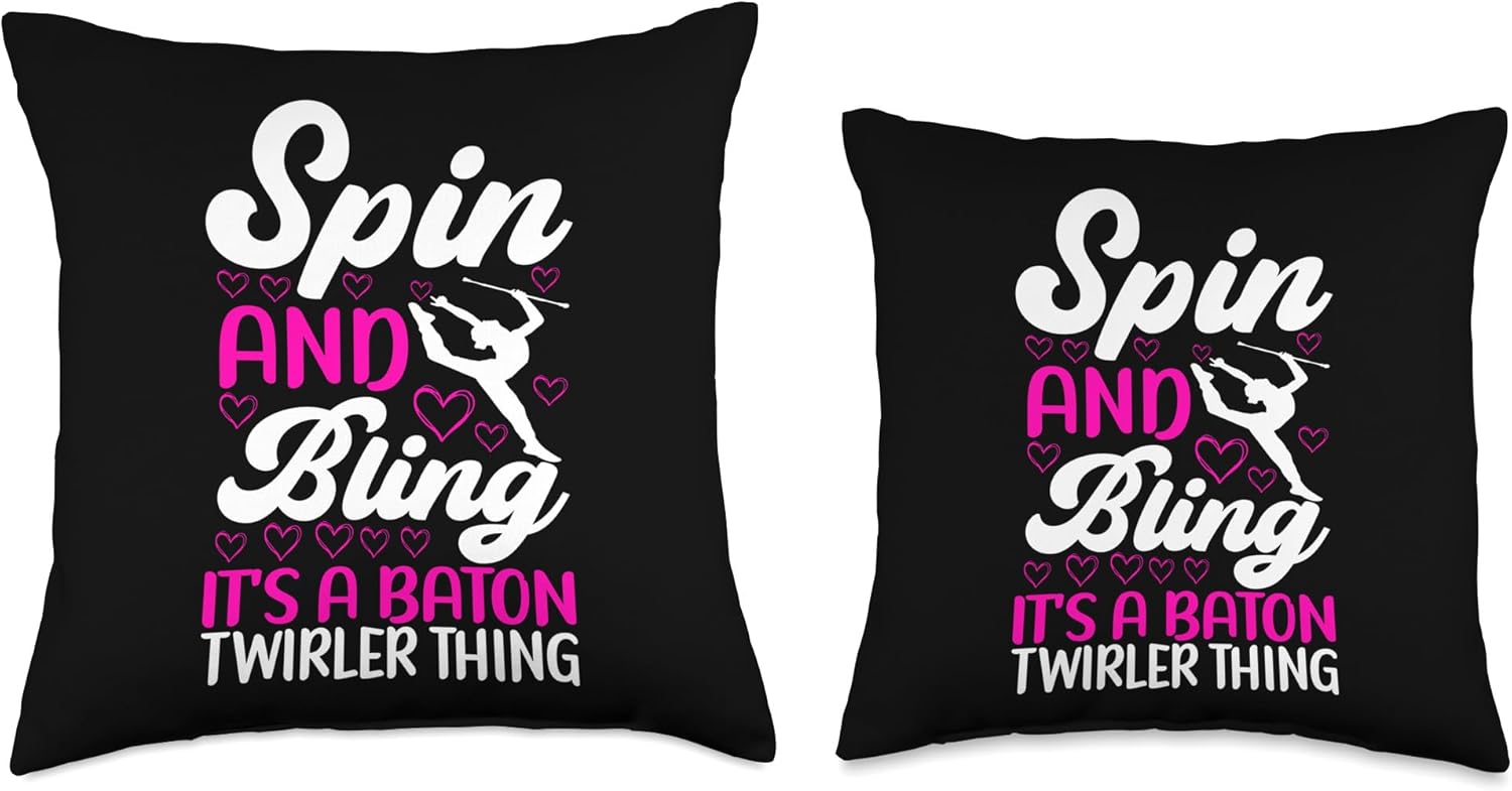Twirling Outfit Majorette Baton Twirler Throw Pillow, 18×18, Multicolor