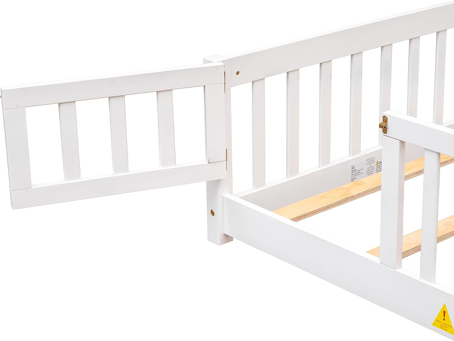 Cama moderna de plataforma de tamaño individual, cama de madera maciza con valla que se puede abrir, cama de madera para niños y niñas, soporte de