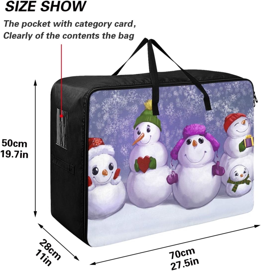 Bolsa de almacenamiento de ropa para debajo de la cama, divertidos muñecos de nieve de pie, contenedores de ropa grandes con cremallera, bolsa