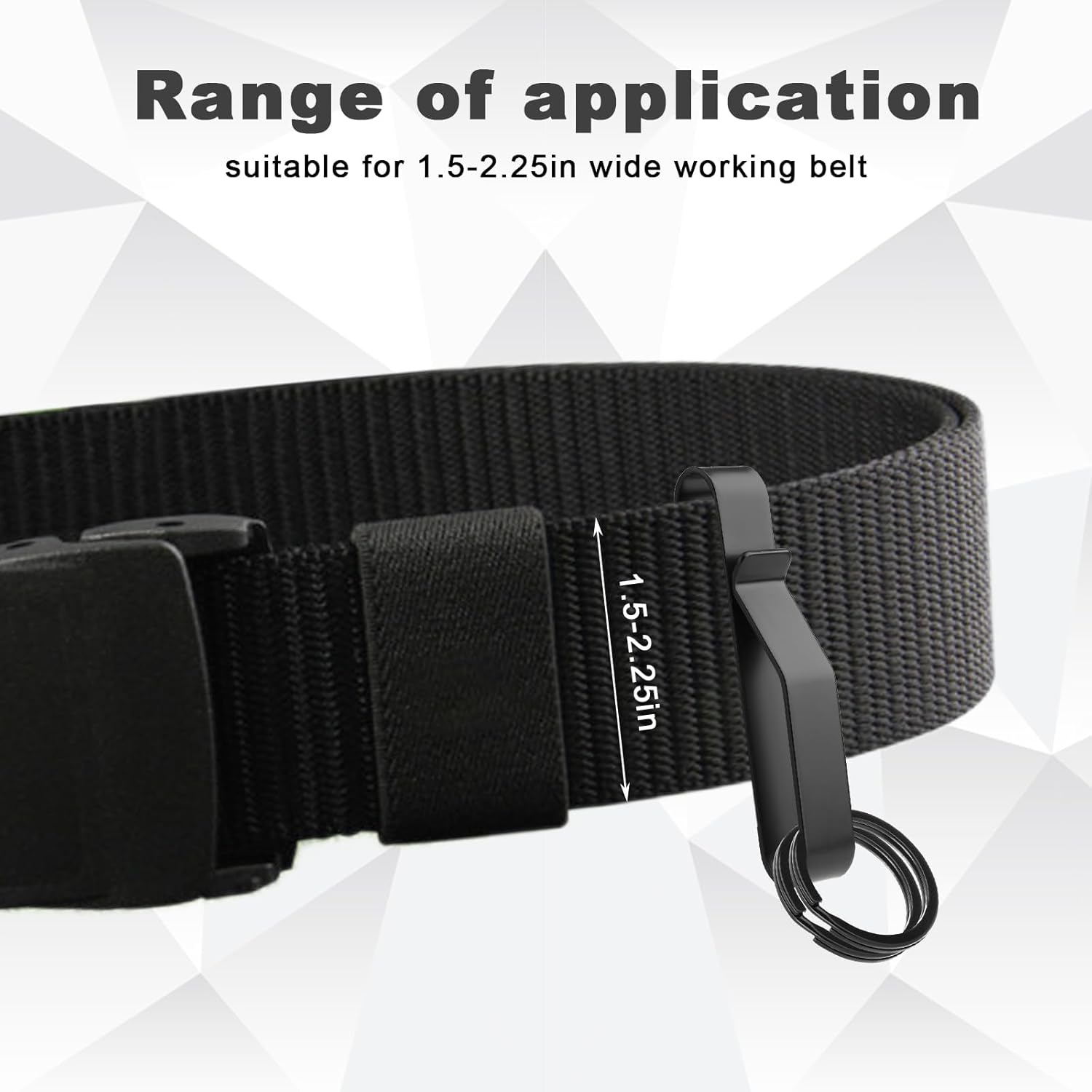 Llavero de cinturón de alta resistencia, de acero inoxidable, negro, para hombres, clip táctico con llaveros para cinturones de 1.5 a 2.25 pulgadas