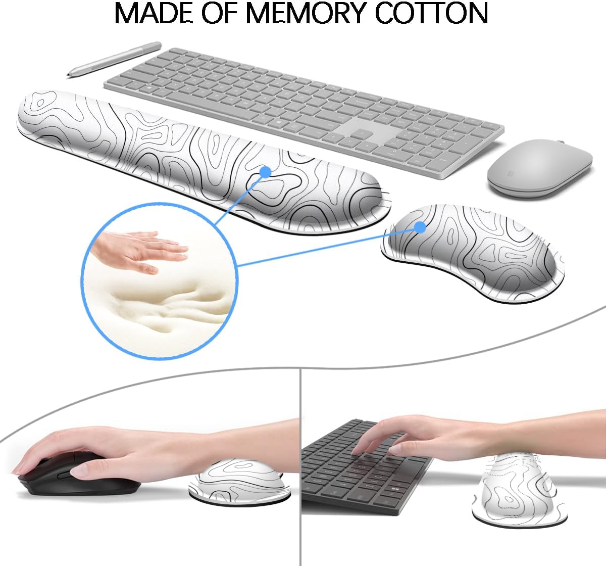 Juego de alfombrillas para mouse y teclado, alfombrilla de mouse extendida para juegos + soporte para reposamuñecas para teclado, espuma