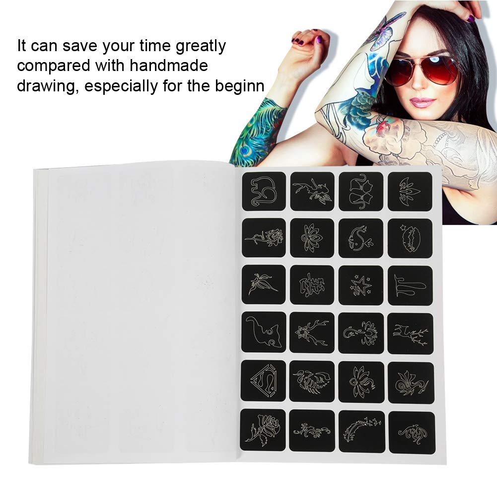 Kit de plantillas de tatuaje, plantilla de tatuaje pequeño semipermanente 118 patrones plantilla temporal aerógrafo, kit de tatuaje con purpurina,
