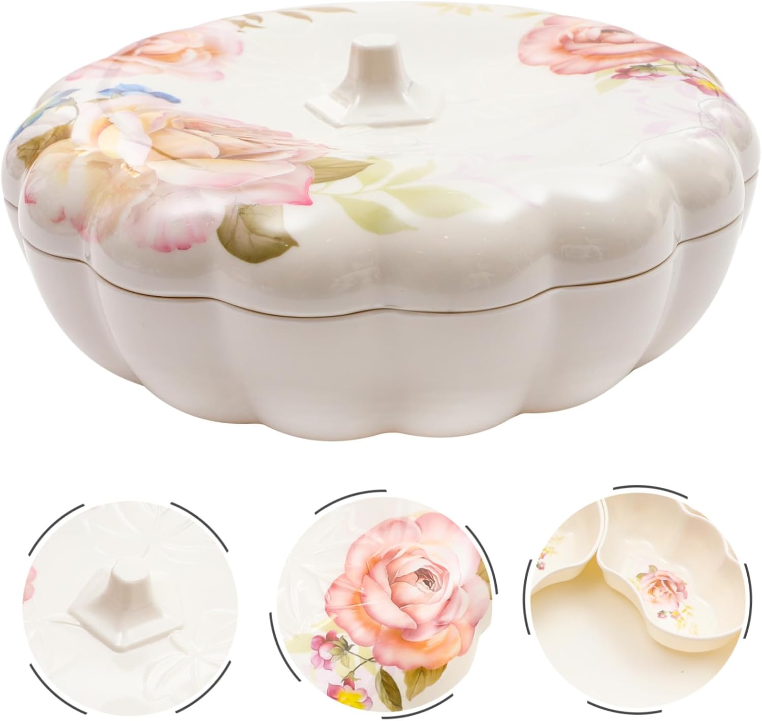 NOLITOY 1 juego de porcelana de imitación Snack Box aperitivos para niños pequeños platos de dulces con tapas pequeños recipientes para servir tazón