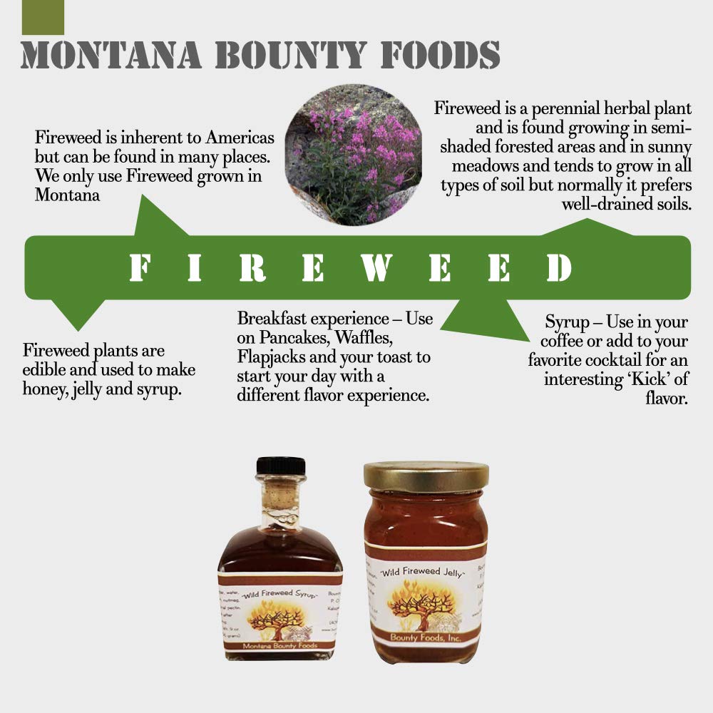 Fireweed Montana – Ingredientes para el desayuno de jarabe  9 onzas cultivadas y recogidas a mano en la naturaleza de Bounty Foods para cócteles