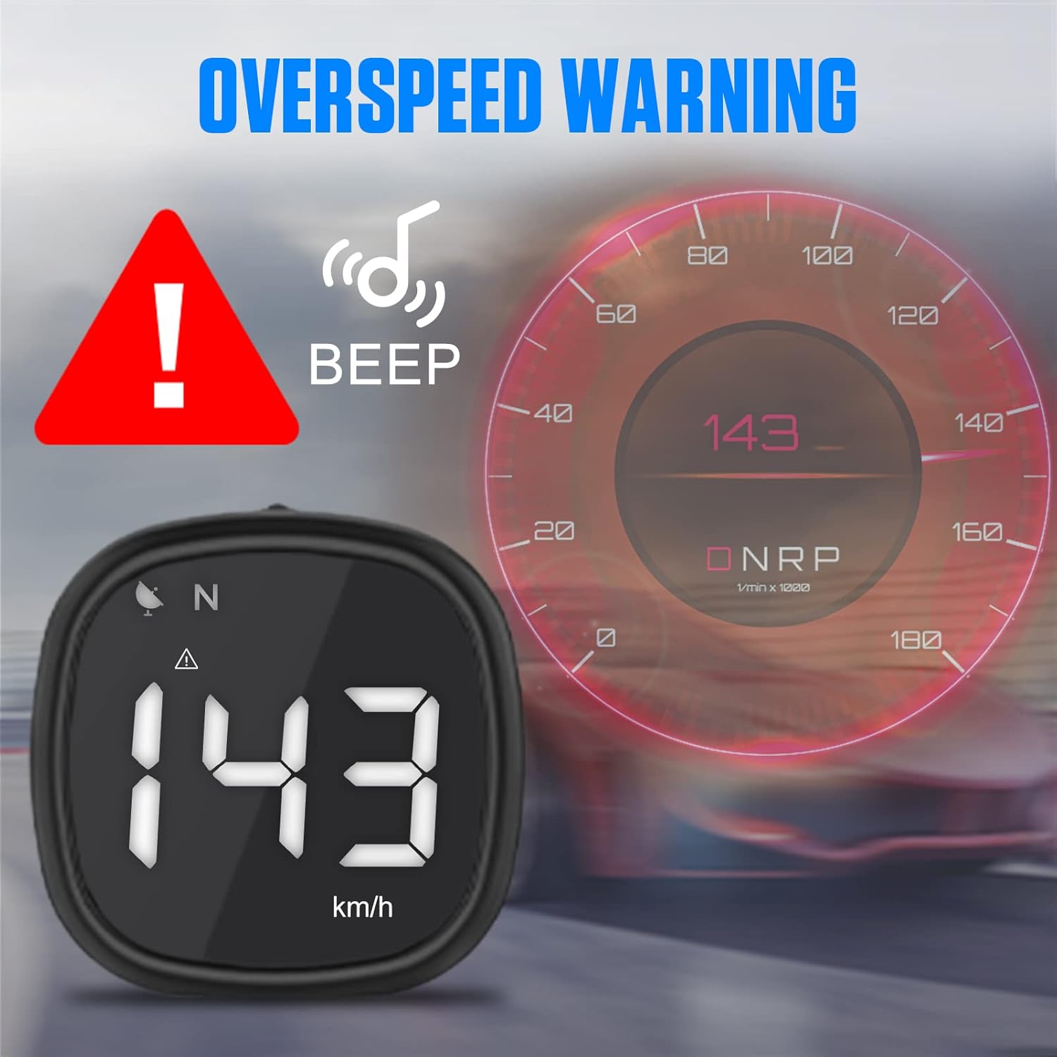 AUTOAND Car GPS Speedometer with Digital HUD Display, Off-Road Real Time Speed Monitor with Overspeed and Fatigue Driving Reminders for All