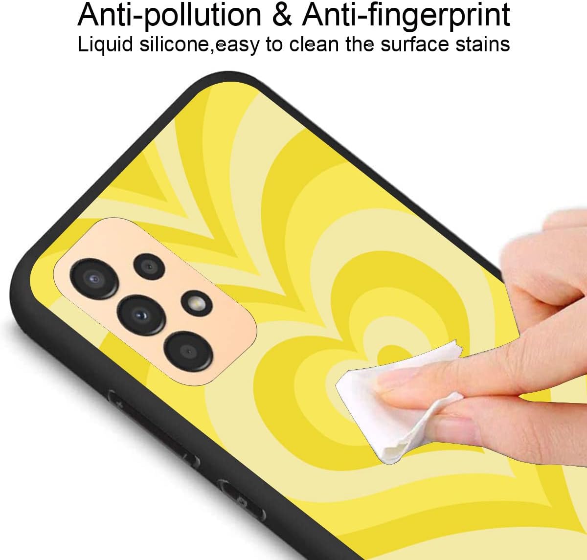 Compatible con Samsung Galaxy A13 (4G), centro de túnel de corazón amarillo, diseño de remolino de amor, lindo patrón a prueba de golpes,