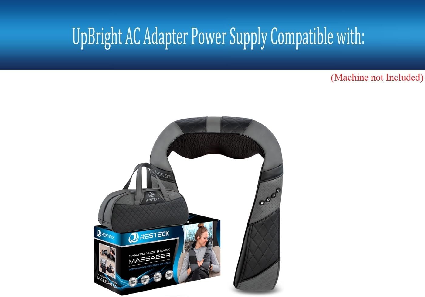 UpBright Adaptador de CC de 12 V compatible con Resteck BD1041 BD-1041 M89-00 M8900 AY3588780 Shiatsu masajeador eléctrico cuello espalda hombro 3D