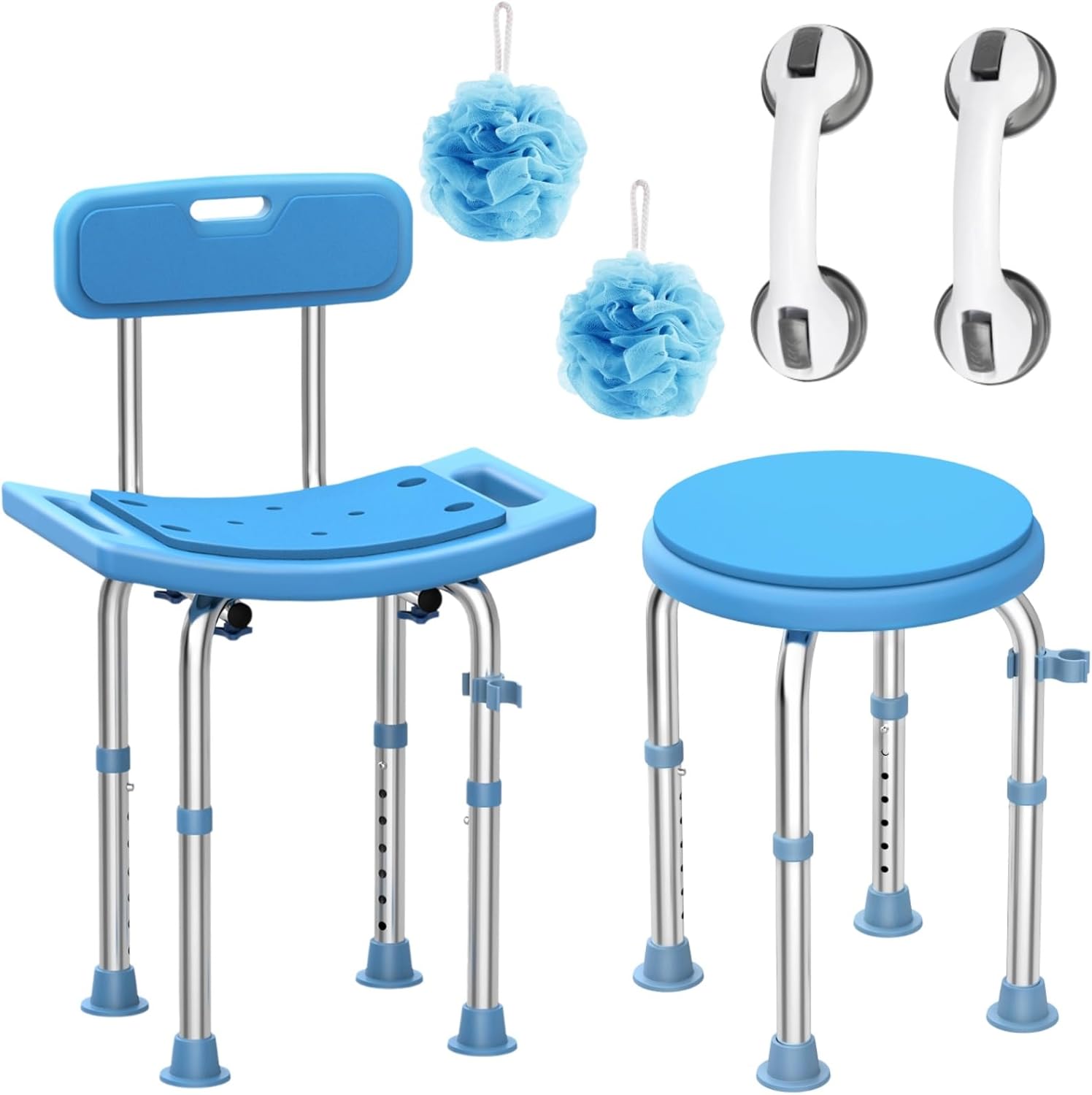 Medhelp Silla de ducha con respaldo para interior de ducha y taburete de ducha para bañera, taburete de ducha ajustable, asiento de baño