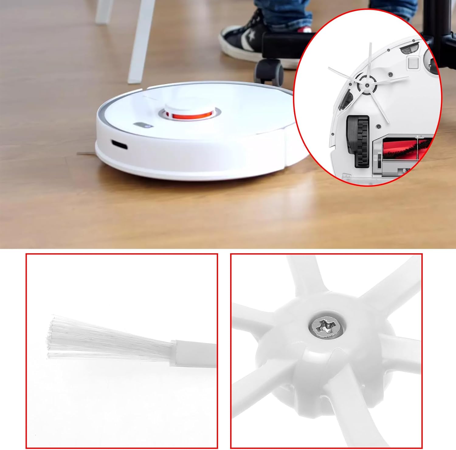 6 cepillos laterales de robot de barrido compatibles con Xiaomi Roborock S5 Max S6 S6 MaxV S6 Pure Side Brush Reemplazo Accesorio