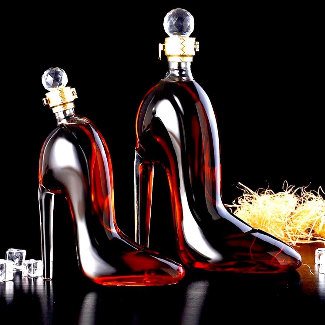 Decantador de whisky, decantador de tacón alto, con decantador de tapa de botella, decantador de vino novedoso, forma creativa, vasos de whisky