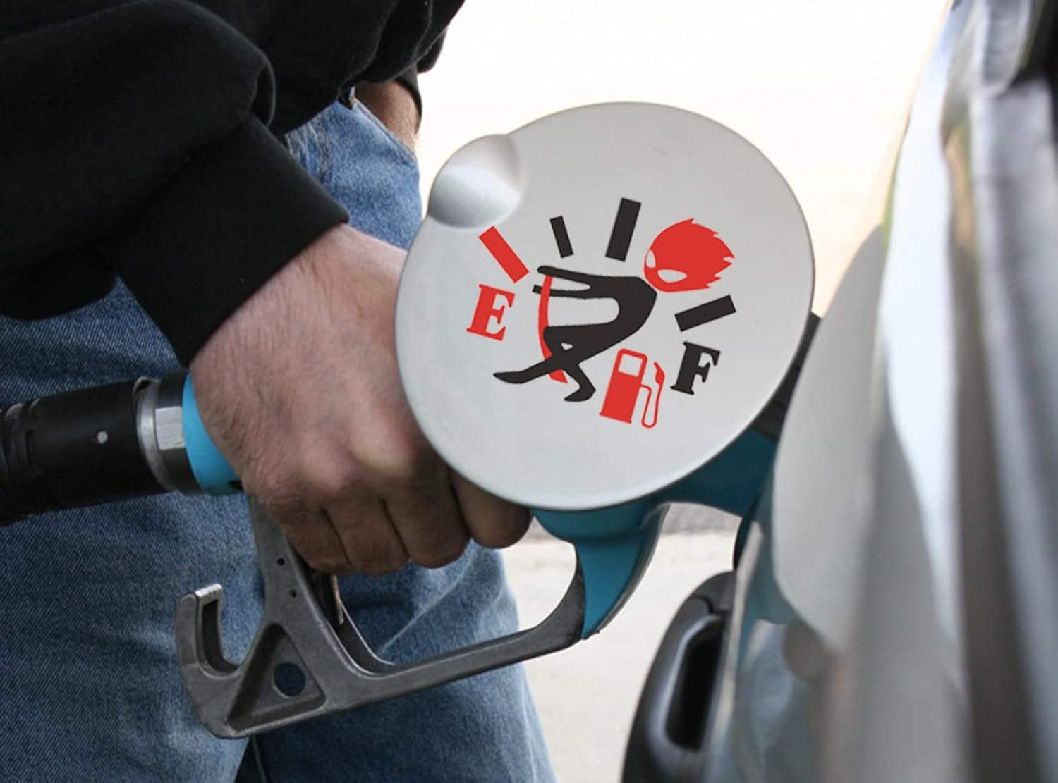 2 calcomanías divertidas para automóvil, calcomanías de alto consumo de gasolina, ajuste de angry boy, calcomanías vacías para coches, camiones,