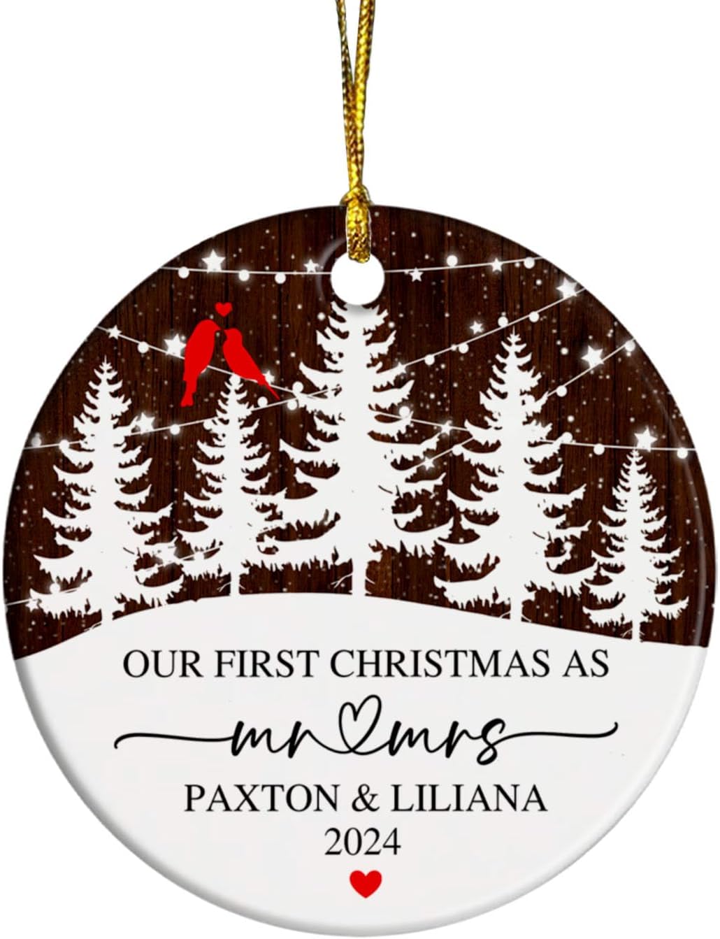 Adorno con texto en inglés “Our First Christmas As Mr & Mr”, adorno de Navidad para casados, recuerdo de Navidad de 2023, recuerdo de adorno de