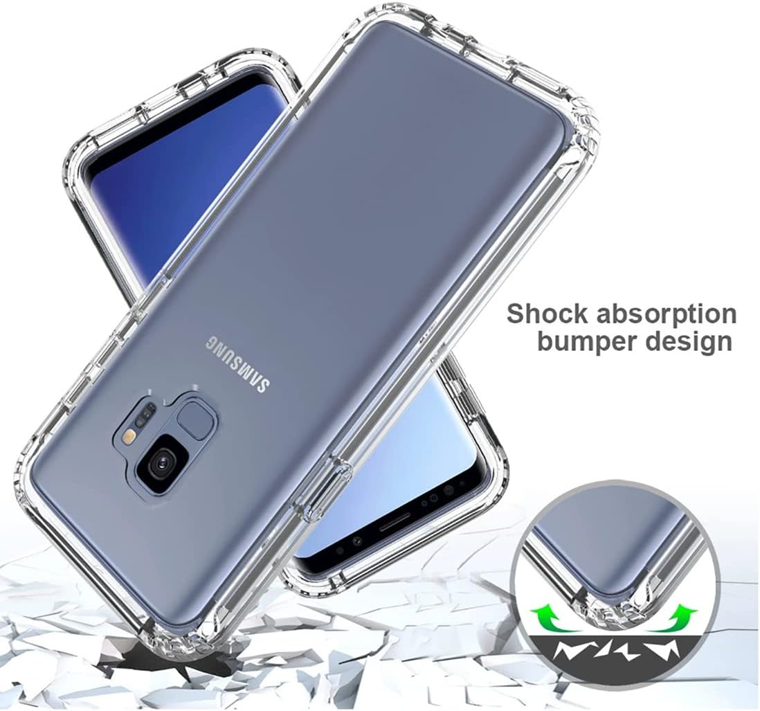 Gufuwo Funda para Galaxy S9, Samsung S9 SM-G960U con protector de pantalla de vidrio templado, transparente 360 protección de cuerpo completo,