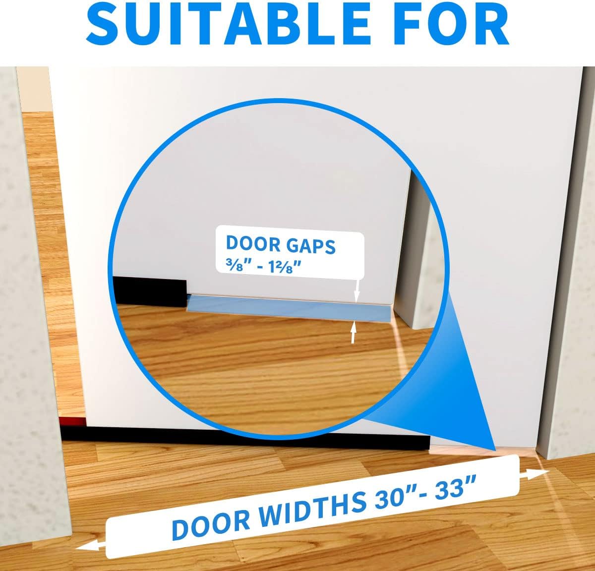 Paquete de 2 topes para puerta, 39 pulgadas de longitud, sello cortable debajo de la puerta, fuerte barrido adhesivo para puertas exteriores e