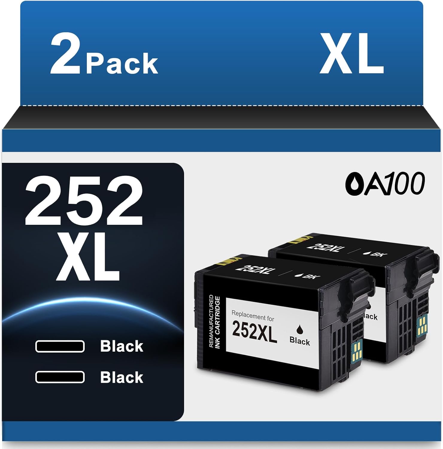 OA100 Cartucho de tinta remanufacturado de repuesto para Epson 252XL 252 cartuchos de tinta negra para WF-3620 WF-3630 WF-3640 WF-7110 WF-7210