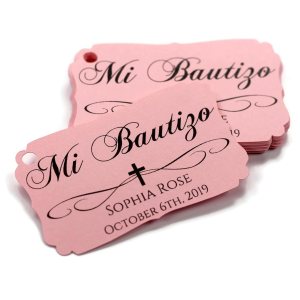 Personalized Mi Bautizo Favor Tags (Set of 12) (Light Pink) Personalized Mi Bautizo Favor Tags (Set of 12) (Light Pink)
