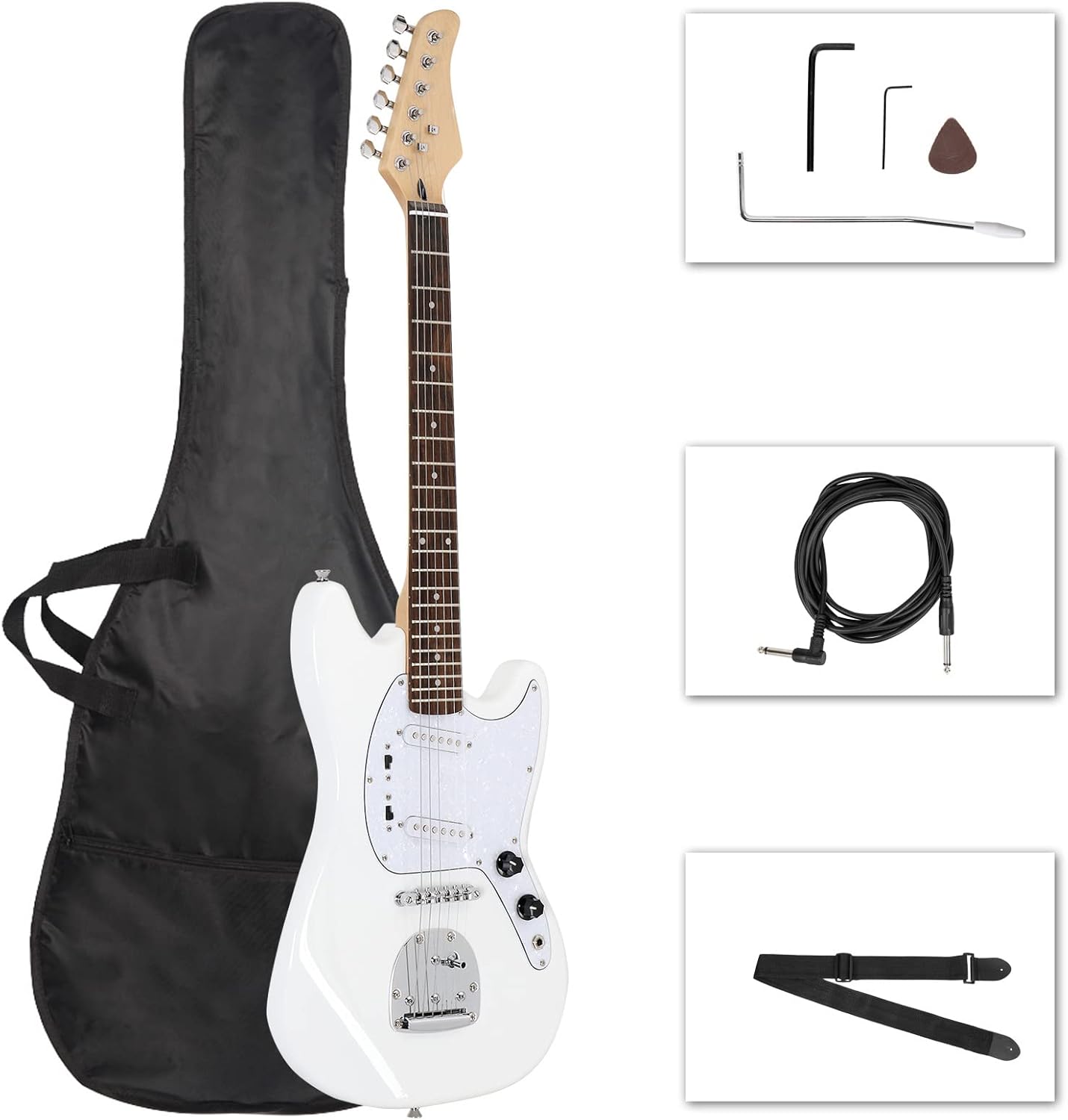 Ktaxon Guitarra eléctrica de tamaño completo de 39 pulgadas, kit de guitarra eléctrica de 6 cuerdas con bolsa de guitarra eléctrica portátil, correa