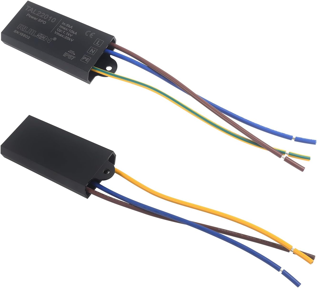 Dispositivo de protección contra sobretensiones LED, 2 protectores de sobretensiones para protección contra rayos, pararrayos para iluminación