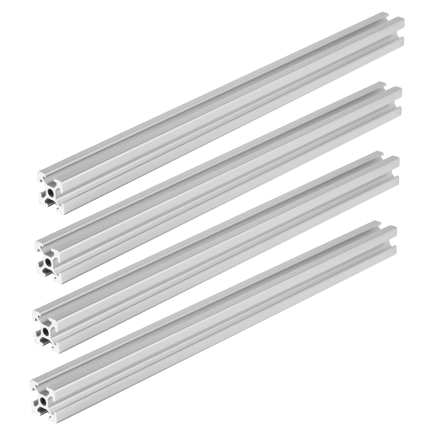4 piezas de 9.843in 2020 plata con ranura en T perfil de aluminio anodizado estándar europeo guía marco para bricolaje, impresora 3D y máquina CNC