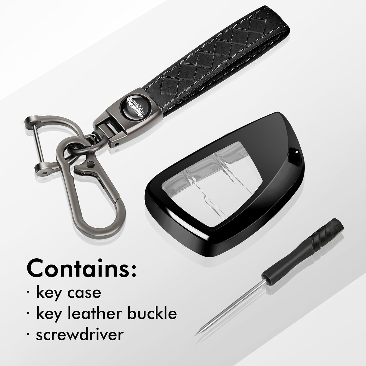 Funda compatible con Chevy Silverado 1500 GMC Sierra 1500 2022 2023, con llavero de cuero, funda de protección de TPU suave (negro)