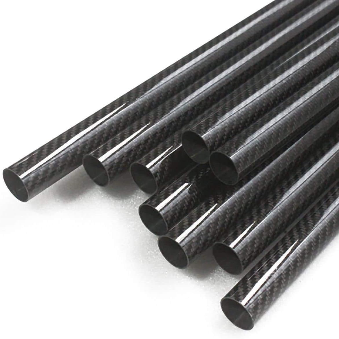 2 tubos de fibra de carbono envueltos en rollo con superficie brillante de 0.315 in, 0.394 in, 39.4 ft, 0.551 in, 0.630 in, 0.709 in, 0.787 in,