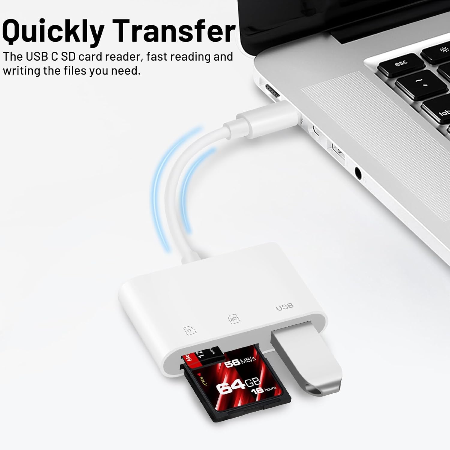 Lector de tarjetas USB C a SD, adaptador de tarjeta SD con SD MicroSD USB3.0 3 en 1, visor de cámara digital Plug and Play, lector de tarjetas de