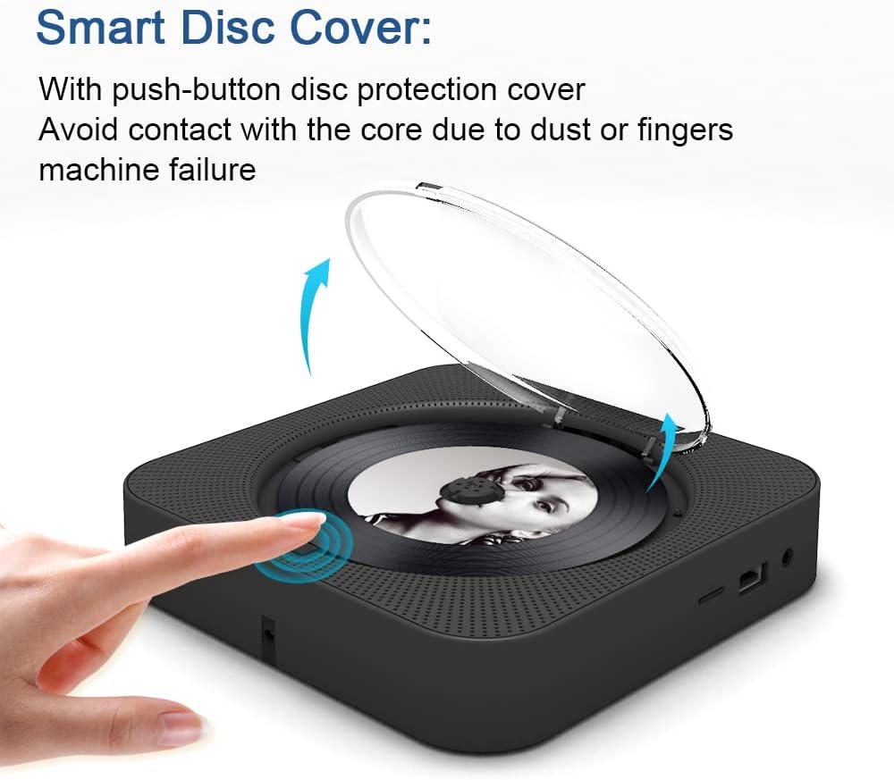 Reproductor de CD portátil con Bluetooth de escritorio para reproductores de música de CD en el hogar con control remoto, temporizador, altavoces