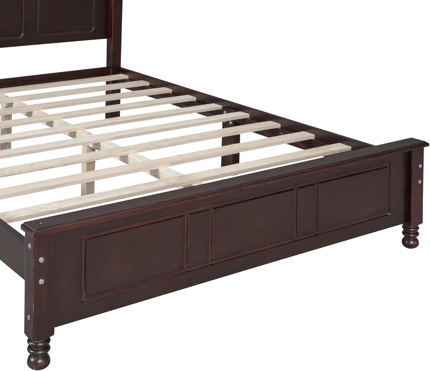 SOFTSEA Moderno marco de cama matrimonial con cabecero alto y estribo de madera