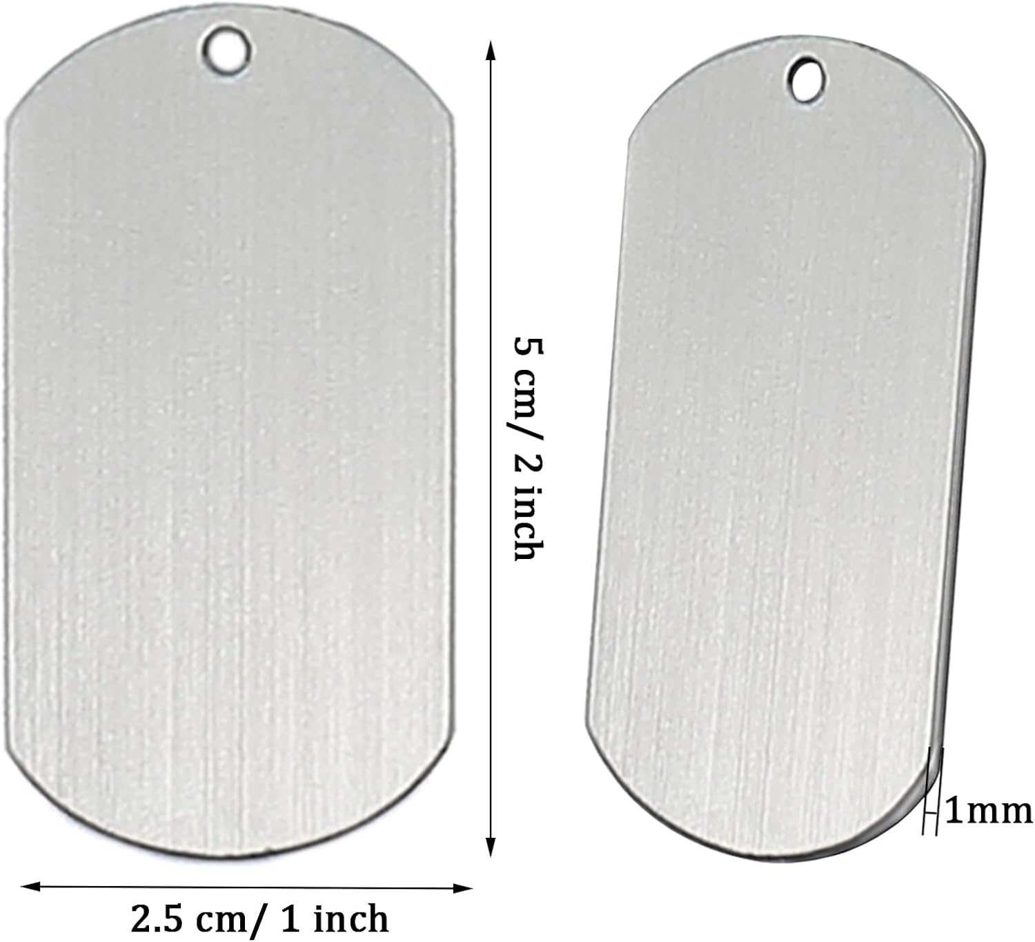 FQTANJU Juego de 80 etiquetas para perro, 40 unidades de 2 x 1 pulgada, etiquetas de aluminio en blanco para perro, colgantes de metal con agujero y
