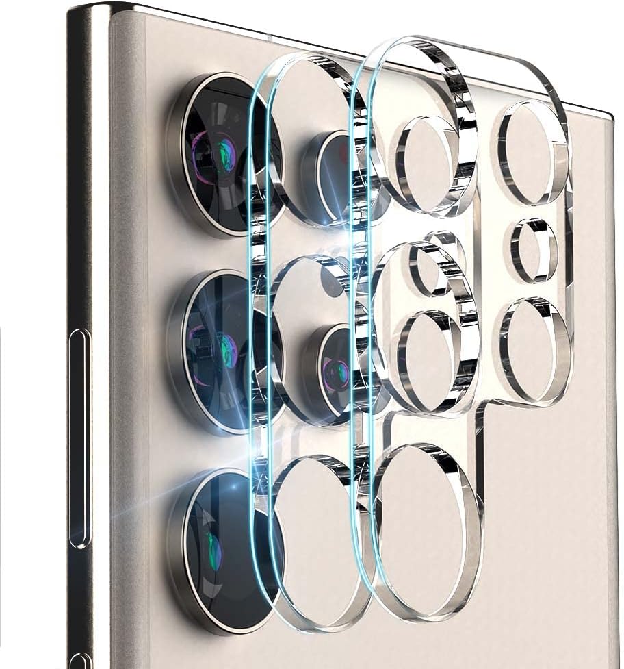 GOOSPERY Paquete de 2 fundas para Galaxy S23 Ultra 9H templadas a prueba de golpes, protector de lente de cámara, antiarañazos, vidrio inastillable