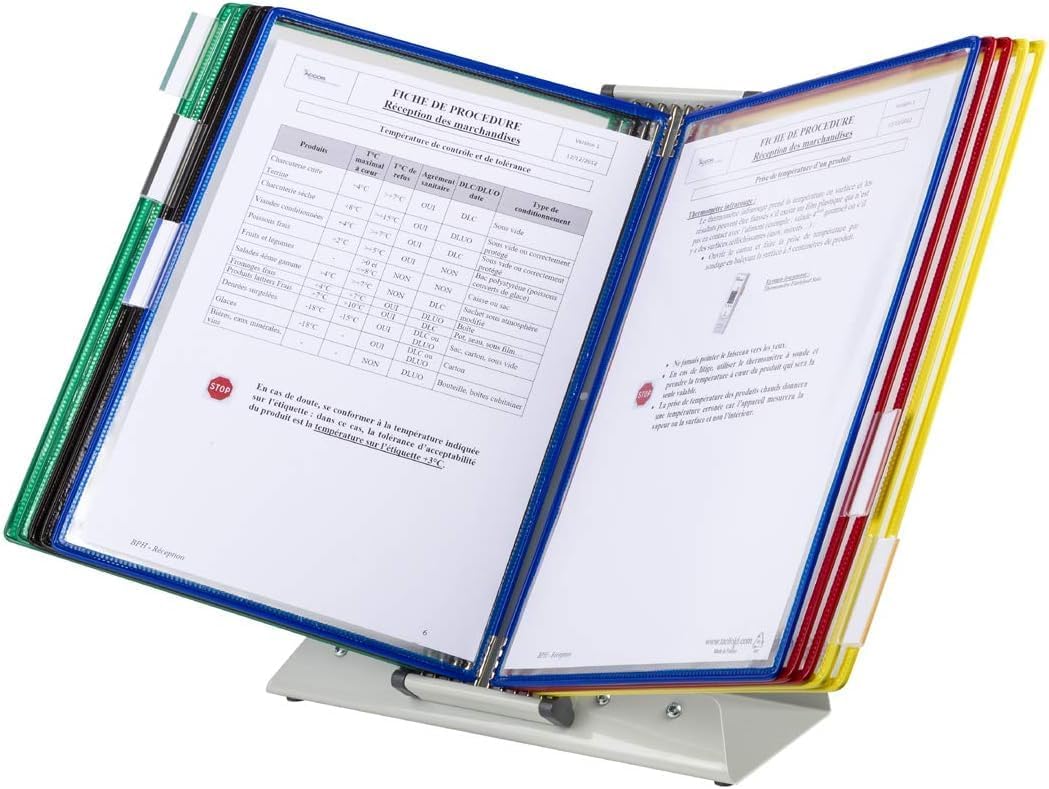 Tarifold Sistema de referencia y visualización de escritorio, 10 bolsillos de doble cara, tamaño carta, bolsillos surtidos (D291)