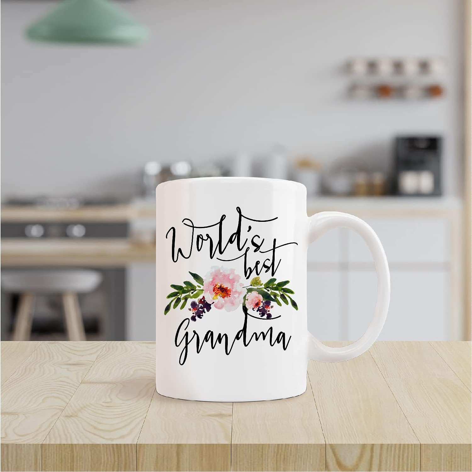 kunlisa Taza de cerámica floral para la mejor abuela, taza de cerámica floral de 11 onzas, taza de té con leche para abuela, abuela, cumpleaños, día
