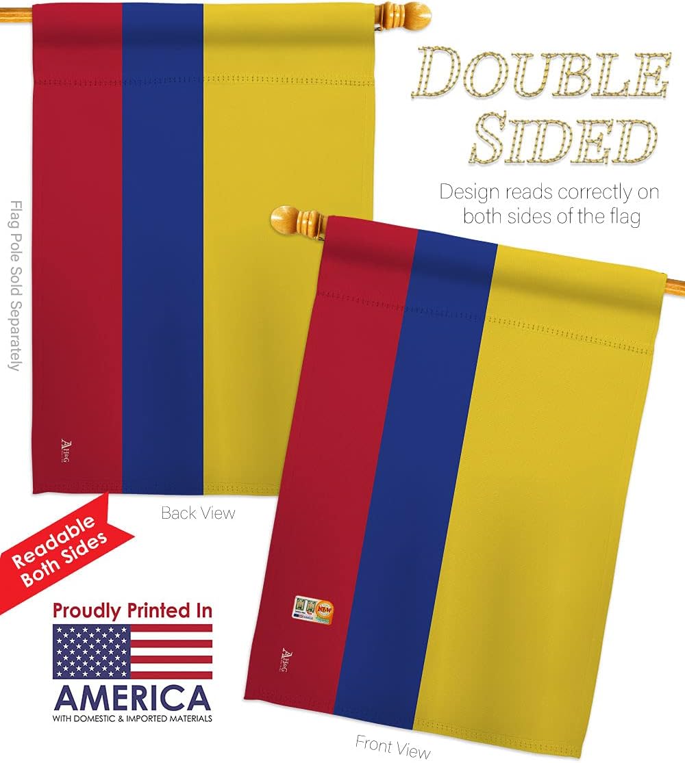 Americana Home & Garden HG140055 Banderas de Colombia de la Nacionalidad Mundial Impresiones Decorativas Casa Vertical 28″ X 40″ 13″ 18.5″ Doble