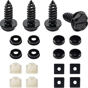 Juego de 4 tornillos para placa de matrícula, a prueba de óxido, antirruido y antirrobo, pernos de montaje autorroscantes de acero inoxidable para Juego de 4 tornillos para placa de matrícula, a prueba de óxido, antirruido y antirrobo, pernos de montaje autorroscantes de acero inoxidable para