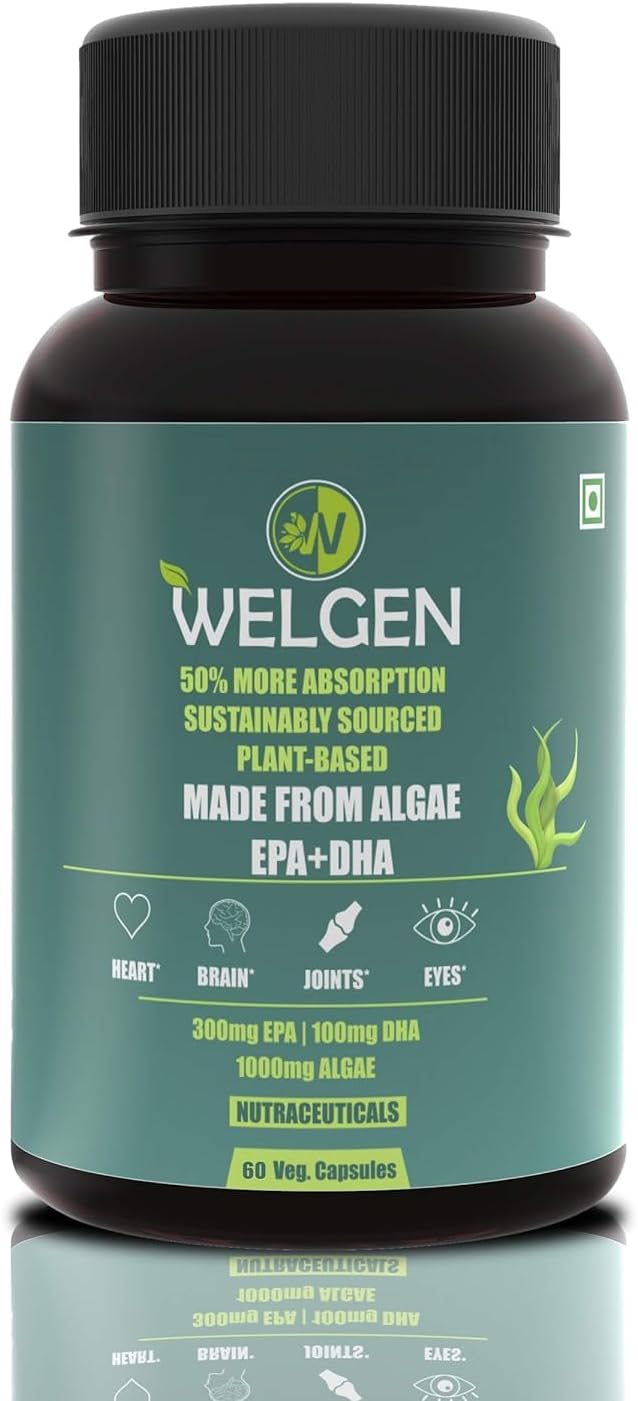 Omega 3 EPA DHA 1000MG Cápsulas vegetarianas a base de algas sin aceite de pescado – 60 cápsulas