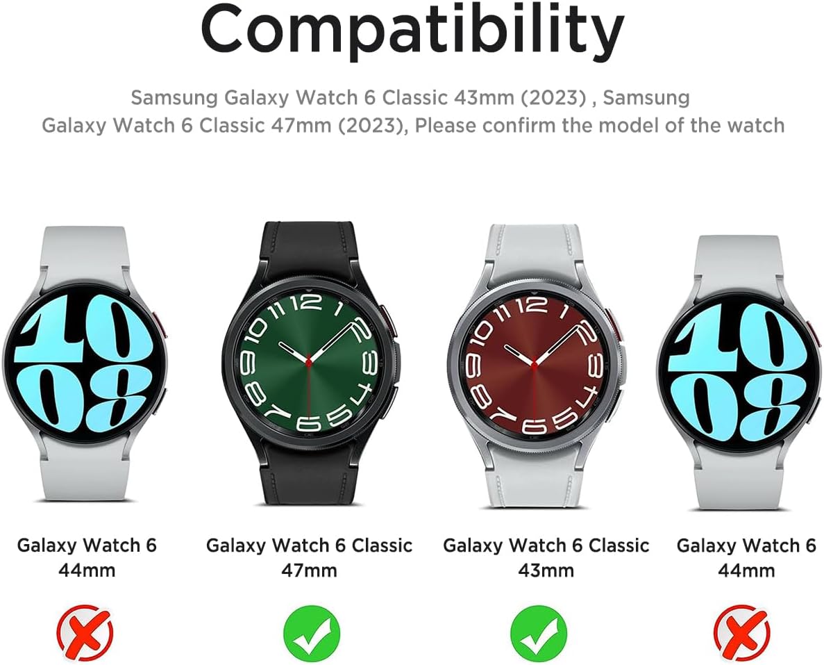 Miimall Funda compatible con Samsung Galaxy Watch 6 Classic de 1.73 pulgadas, carcasa protectora militar de TPU + anillo para Galaxy Watch Classic 6